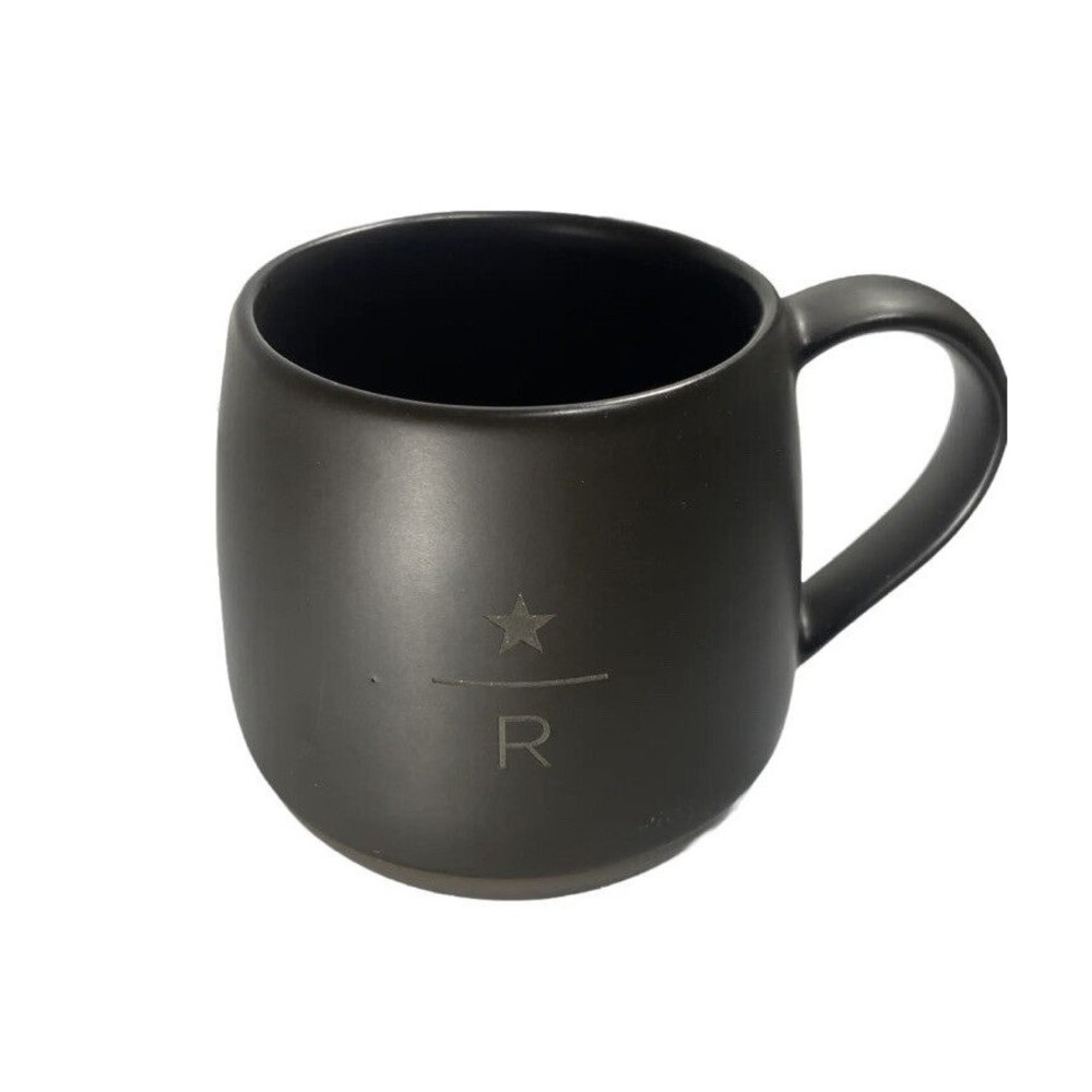 Starbucks Reserve Coffee Mug Etched R & Star Charcoal 16 oz Modern 2015